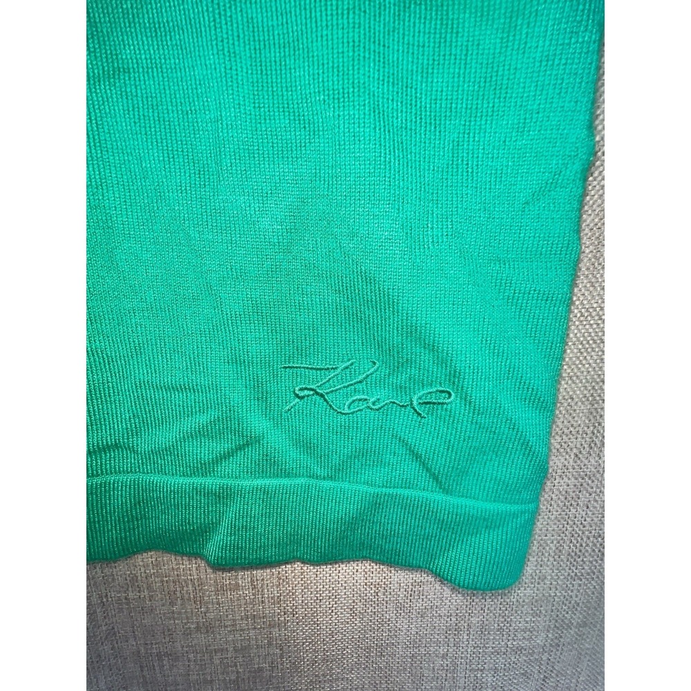 Karl Lagerfeld Paris Kelly Green V-Neck Button-Sleeve Knit Sweater L4XSS718 Med - Picture 4 of 8